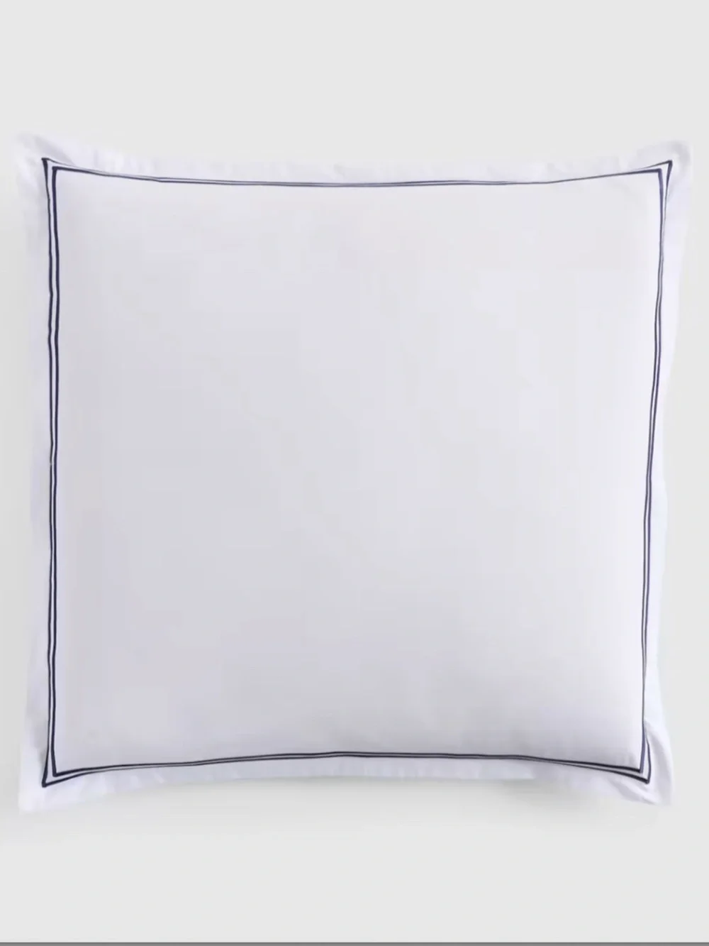 New Organic Crisp Percale Embellished Euro Sham White Navy